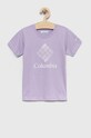 Dětské bavlněné tričko Columbia Mission Lake Short Sleeve Graphic Shirt kulatý fialová 1989791.PPYX