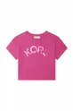 vijolična Otroška bombažna kratka majica Michael Kors Dekliški
