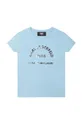 modra Otroška bombažna kratka majica Karl Lagerfeld Dekliški