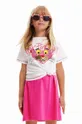 Παιδικό βαμβακερό μπλουζάκι Desigual Pink Panther λευκό