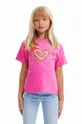 różowy Desigual t-shirt bawełniany dziecięcy Dziewczęcy