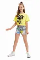 жёлтый Детская хлопковая футболка Desigual Для девочек