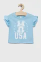 niebieski GAP t-shirt bawełniany dziecięcy x Disney Dziewczęcy