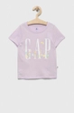 фиолетовой Детская хлопковая футболка GAP Для девочек