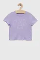 fioletowy GAP t-shirt bawełniany dziecięcy Dziewczęcy