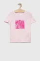 różowy GAP t-shirt bawełniany dziecięcy x Barbie Dziewczęcy