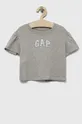 сірий Дитяча бавовняна футболка GAP Для дівчаток