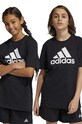 Παιδικό βαμβακερό μπλουζάκι adidas U BL στάμπα μαύρο IC6855