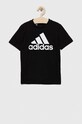 Παιδικό βαμβακερό μπλουζάκι adidas U BL IC6855 μαύρο SS23