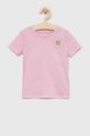 pastelowy różowy Guess t-shirt bawełniany dziecięcy Dziecięcy