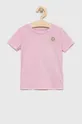 ροζ Παιδικό βαμβακερό μπλουζάκι Guess Παιδικά