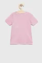 Παιδικό βαμβακερό μπλουζάκι Guess παστέλ ροζ