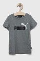 Puma t-shirt bawełniany dziecięcy ESS+ 2 Col Logo Tee B nadruk szary 58698503.PPYX