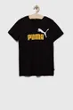 μαύρο Βαμβακερό μπλουζάκι Puma ESS+ 2 Col Logo Tee B Παιδικά