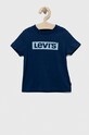 Dětské bavlněné tričko Levi's kulatý námořnická modř 8EE551