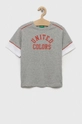 szary United Colors of Benetton t-shirt bawełniany dziecięcy Dziecięcy