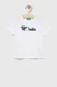 bela Otroška bombažna kratka majica United Colors of Benetton Otroški