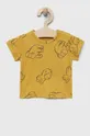 zlatna Pamučna majica kratkih rukava za bebe United Colors of Benetton Dječji