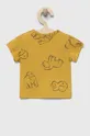 Pamučna majica kratkih rukava za bebe United Colors of Benetton zlatna