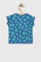 United Colors of Benetton tricou din bumbac pentru bebelusi 3ECHA102T.W.SEASONAL albastru SS23
