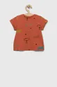 Pamučna majica kratkih rukava za bebe United Colors of Benetton smeđa
