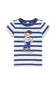 Polo Ralph Lauren t-shirt bawełniany niemowlęcy nadruk granatowy 310891323001