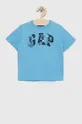 голубой Детская хлопковая футболка GAP Детский