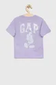 Dječja pamučna majica kratkih rukava GAP x Disney ljubičasta