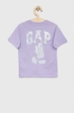 GAP t-shirt bawełniany dziecięcy x Disney fioletowy