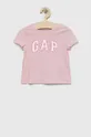 różowy GAP t-shirt bawełniany dziecięcy Dziecięcy