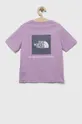Παιδικό βαμβακερό μπλουζάκι The North Face μωβ