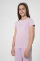 vijolična Otroška bombažna kratka majica 4F Otroški