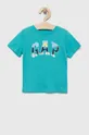turkizna Otroška bombažna kratka majica GAP Otroški