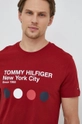 rdeča Bombažna kratka majica Tommy Hilfiger