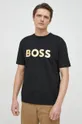 μαύρο Βαμβακερό μπλουζάκι BOSS BOSS GREEN
