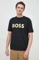 μαύρο Βαμβακερό μπλουζάκι BOSS BOSS GREEN