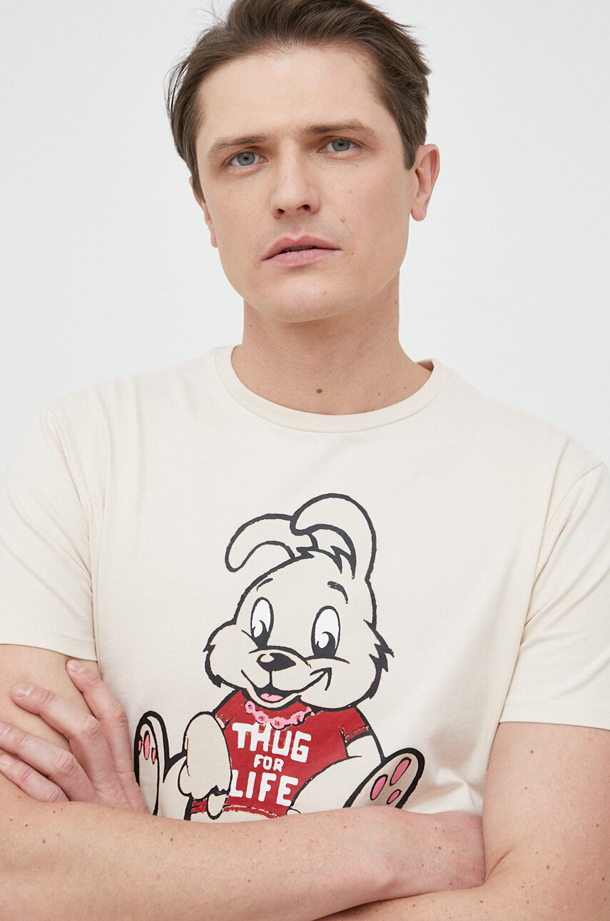smetanová Bavlněné tričko Guess x Brandalised