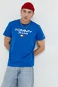 Bavlnené tričko Tommy Jeans modrá