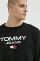 crna Pamučna majica dugih rukava Tommy Jeans