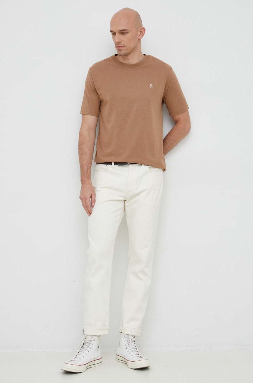 Marc O'Polo t-shirt bawełniany złoty brąz