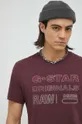 bordowy G-Star Raw t-shirt bawełniany