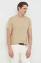 бежевый Хлопковая футболка Polo Ralph Lauren