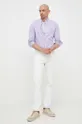 Bombažna kratka majica Polo Ralph Lauren vijolična