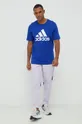 Хлопковая футболка adidas голубой