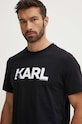 Βαμβακερό μπλουζάκι Karl Lagerfeld μαύρο 230M2211