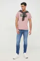 Βαμβακερό μπλουζάκι Pepe Jeans Aaron ροζ