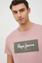 ροζ Βαμβακερό μπλουζάκι Pepe Jeans Aaron