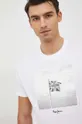 λευκό Βαμβακερό μπλουζάκι Pepe Jeans Alfred