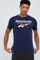 σκούρο μπλε Βαμβακερό μπλουζάκι Reebok Ανδρικά