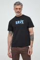 μαύρο Βαμβακερό μπλουζάκι Save The Duck